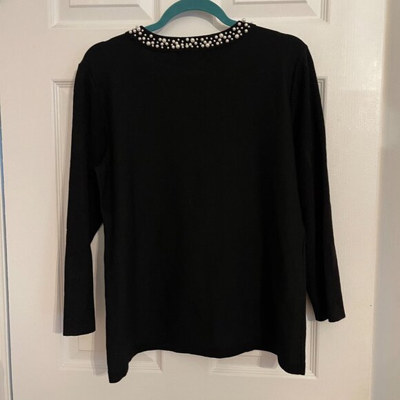 Karl Lagerfeld Paris knit black sweater with beaded neckline size M - Picture 4 of 5